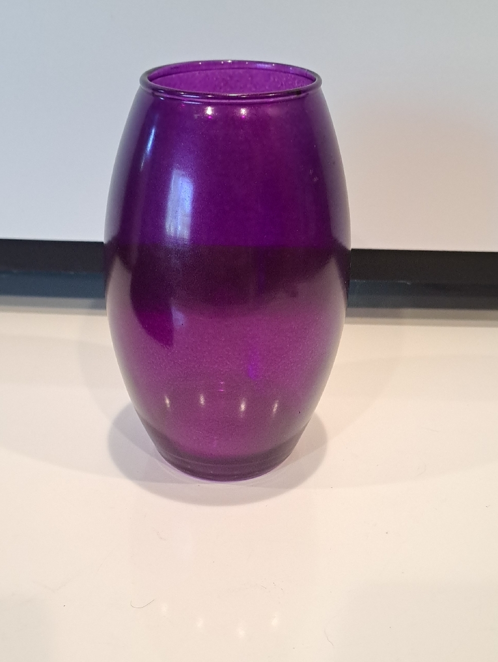 Amethyst Grape Colored Glass Vase. Gorgeous. 8" X 4 1/2" Approx. VG No Chips
